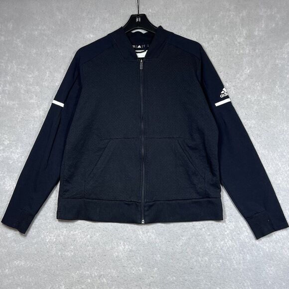 Adidas Jacket Womens Size Large Black White Squad Bomber Climalite CZ0832 - Picture 1 of 15